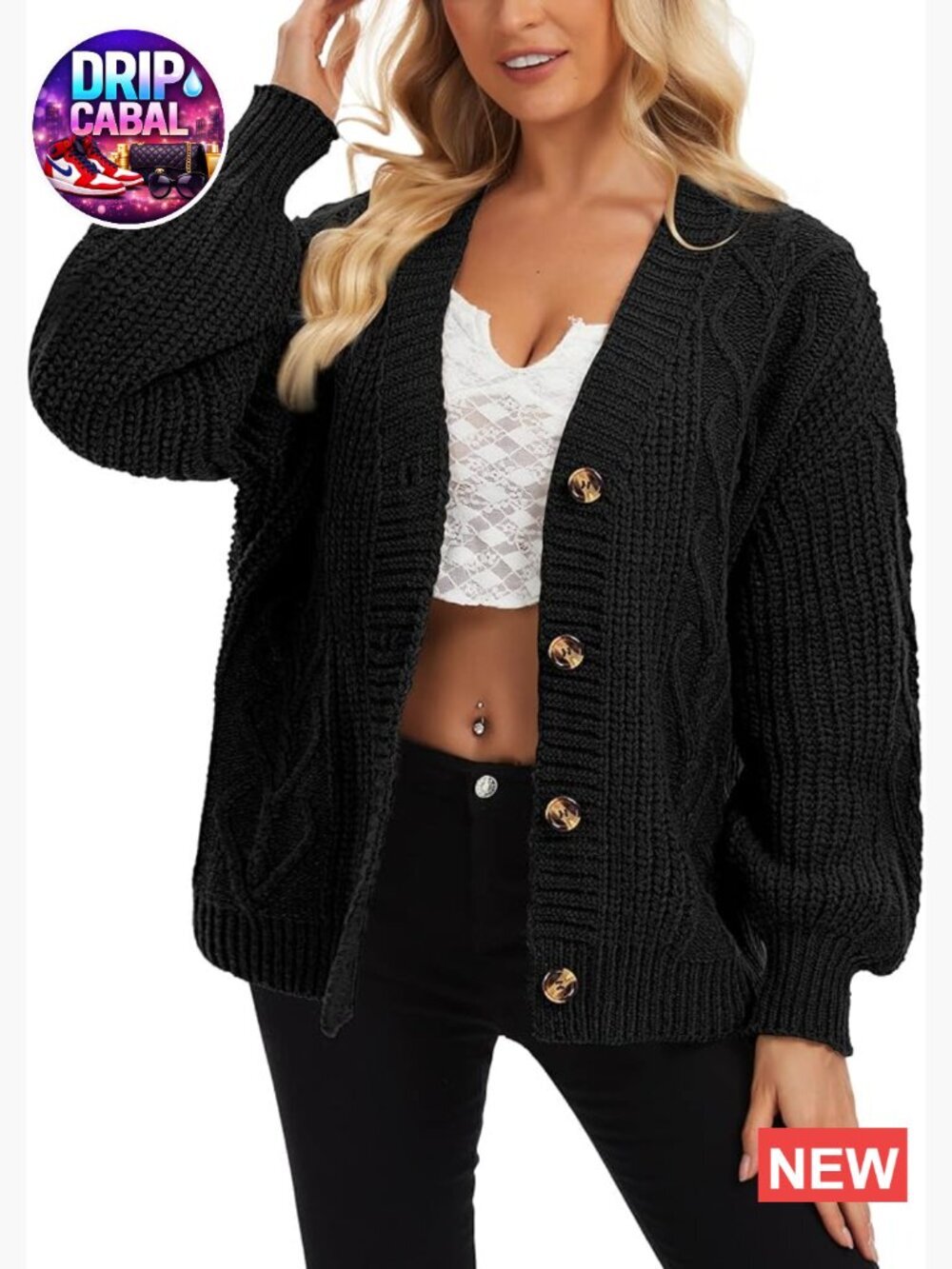 Oversized Cable Knit Cardigan Sweater Long Sleeve Open Front Casual Outwear